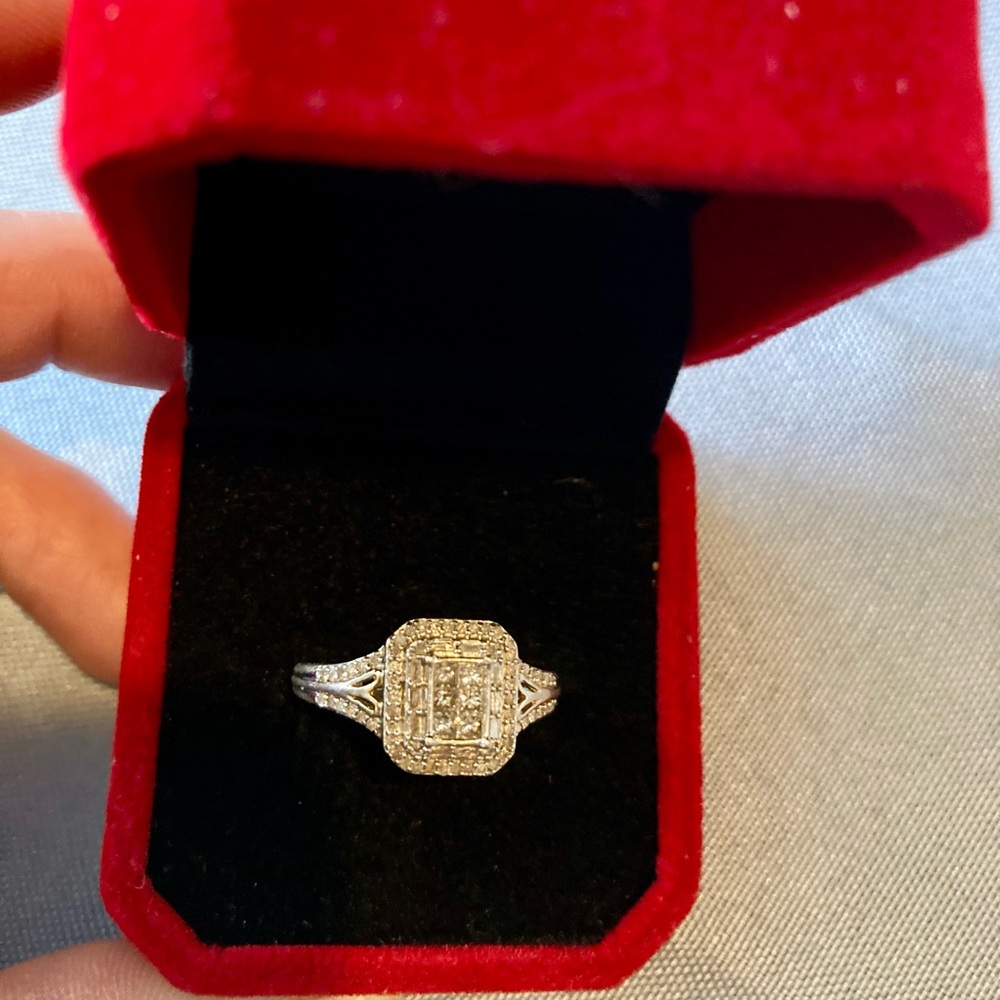 Stamped 925 S.S. 1/2 ct diamond ring size 7